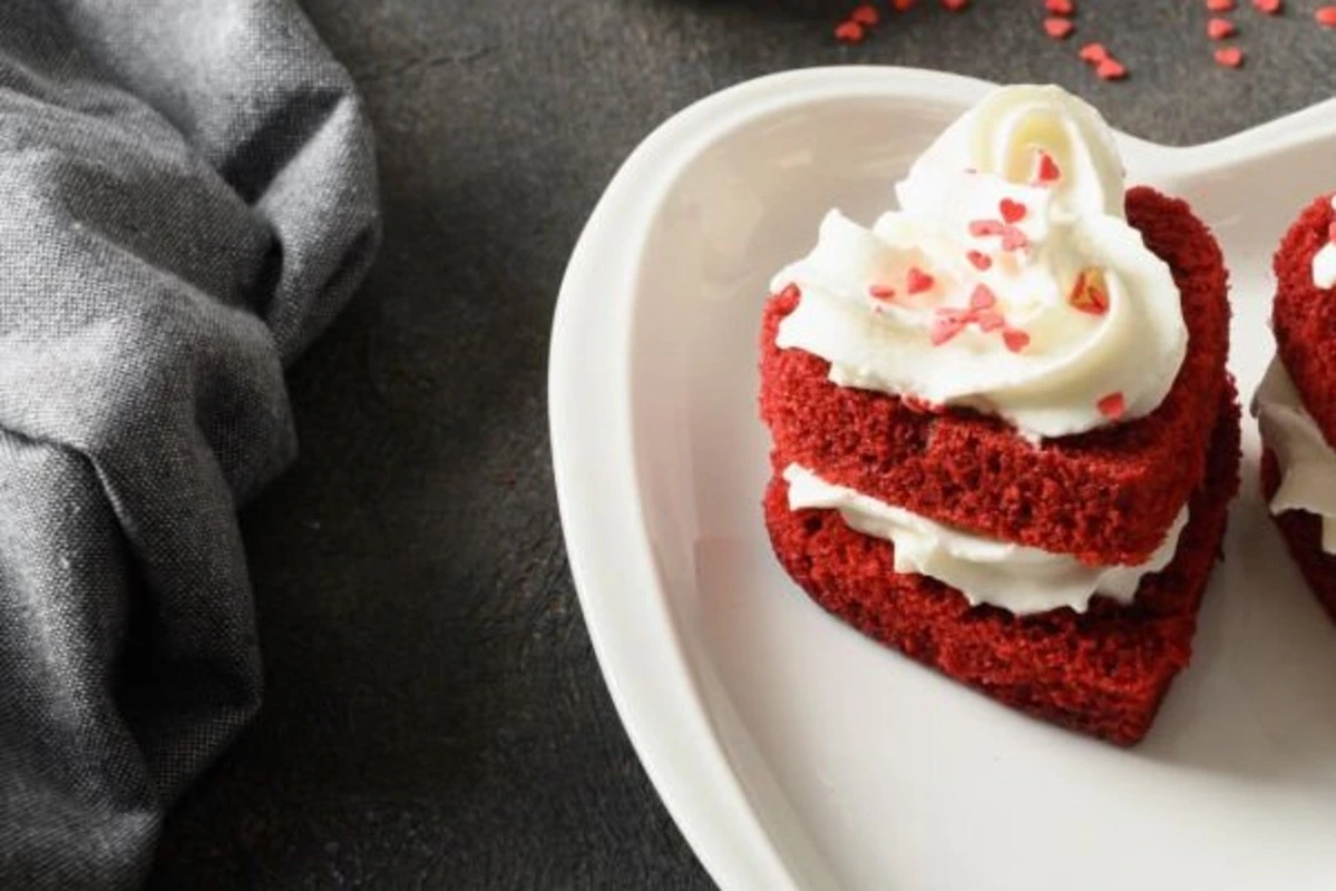 Red velvet cake with whipped cream