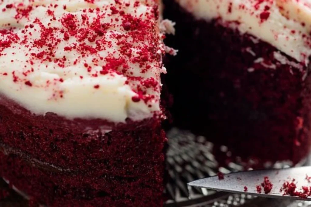 Red velvet cake with mozzarella