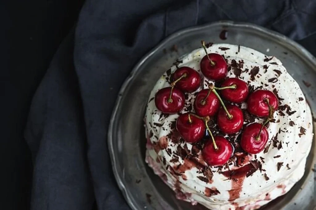 Red velvet cake with cherries